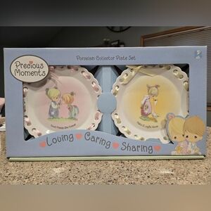 Precious Moments Porcelain Collector Plate Set - Pink and Yellow